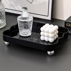 SokSokChaeum 玄關裝飾品 鑰匙保管 遙控器收納盒 託盤, 黑色