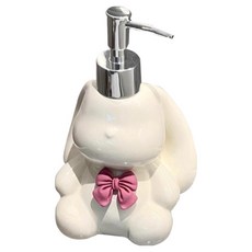 Mirnoa 粉紅蝴蝶結兔子造型陶瓷擺飾洗手液瓶 MMM3526, 奶油色, 1個