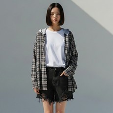 Paperments 女款Stelle寬鬆版型連帽格紋襯衫 13697