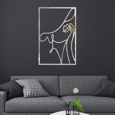 EVE SELLER 홈인테리어 벽 시티커그림 추상 라인아트 벽지, 실버 5번