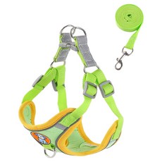 무아즈 강아지 산뜻한 하네스 세트, 그린, 1세트