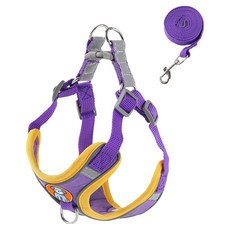 무아즈 강아지 산뜻한 하네스 세트, 퍼플, 1세트