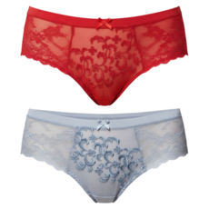 LA FELINO 法利諾 愛戀無痕平口褲2件組 86413-00-09, 紅色 + 灰色