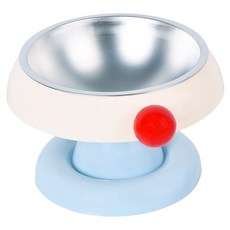 Truly House 寵物冰淇淋餵食碗 加高碗 不鏽鋼 毛孩/狗/貓, 奶白藍, 1個