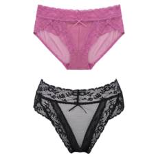 LA FELINO 法利諾 風情萬種無痕中腰三角褲2件組 86424-00-11, 紫色 + 黑色