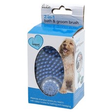 시크리치 반려동물 목욕 샴푸 브러쉬 2in1 11.5 x 7.5 x 6 cm, 블루, 1개