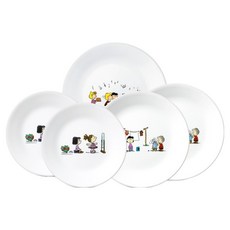 Corelle Brands 康寧餐具 Snoopy The Home 圓形盤 小 2入 + 中 2入 + 大 套組, 混合色, 1套