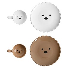 라운드앤플랫 마이퍼피 디저트 식기세트 4p, 비숑, 푸들, 1세트, 소스볼 2종 + 원접시 2종