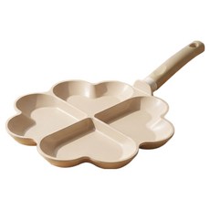 트루쿡 인덕션 세라믹 하트 4구 계란 후라이팬 베이지, 1개, 25cm