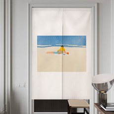 韓國 GNY 方形圖案開叉式遮蔽門簾, 沙灘