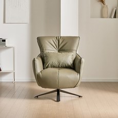 REVE 로지 1인용 가죽 의자 방문설치, 카키, 1개