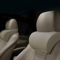 ENCANTA Safe皮革領 皮革記憶棉車用頸枕, 2個, 棉米色