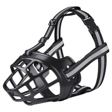 메종퓨프 강아지 물마시기 가능 야간산책 짖음방지 입마개 XL, 블랙, 1개