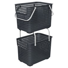 AllULiving 多用途可堆疊式洗衣籃 2入, 深灰色