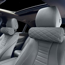 엔칸타 차량용 가죽 메모리폼 목쿠션, 그레이, 2개