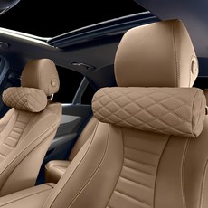 엔칸타 차량용 가죽 메모리폼 목쿠션, 새들브라운, 2개