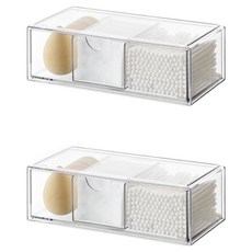 꾸미까 욕실 다용도 투명 정리함 3칸 서랍, 2개