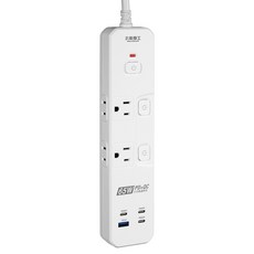 MAX STAR 太星電工 速充寶PD65W氮化鎵三開四插快充電腦線 2P + 3P OSA34304, 120cm, 白色, 1個