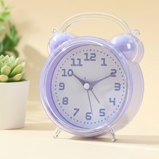 므뮤 귀여운 인테리어 자명종 알람 탁상시계, 라이프 퍼플