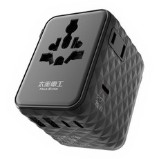 MAX STAR 太星電工 氮化鎵PD70W高速快充旅行轉接座 5USB 2A3C, 69mm, 黑色, 1個