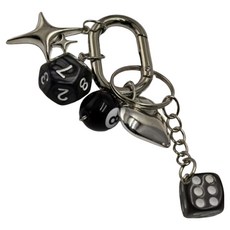 다다랜드 y2k 럭키 다이스 메탈 참 키링, 블랙, 1개, 9.5cm