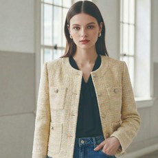 on&on 女款圓領粗花呢外套
