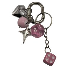 다다랜드 y2k 럭키 다이스 메탈 참 키링, 핑크, 1개, 9.5cm