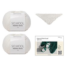 yarna 소울 쁘띠 스카프 M DIY 패키지 소울 2p 인쇄도안, 517 화이트, 1개