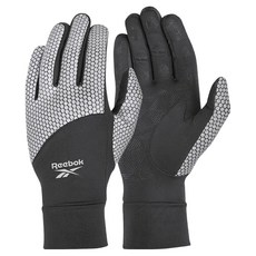 Reebok 銳步 反光慢跑手套 雙手穿戴, 1個, 黑色 + 銀色