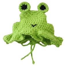 Truly House 超可愛寵物針織變裝帽/寵物帽/貓帽/狗帽/毛孩帽, 綠色呱呱, 1個