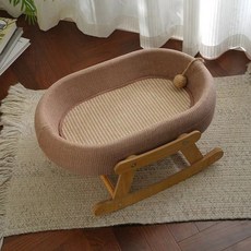 Qilci 貓咪木質搖擺沙發, 棕色, 1個