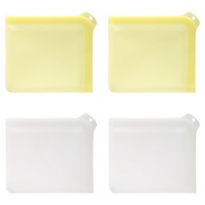 Easy sili 矽膠多用途三明治密封夾鏈袋 2款 x 2入組, 黃色, 白色, 1套