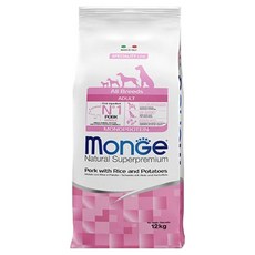 몬지 어덜트 강아지 모노프로틴 LID 올브리드 건식사료, 돼지, 12kg, 1개