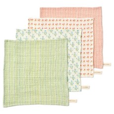 모던하우스 ON L 순면 멀티 거즈행주 플라워 스트라이프 4종 세트, 1세트