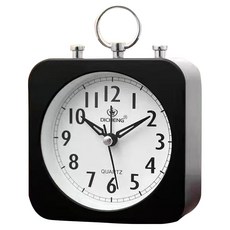 므뮤 저소음 실용적인 심플 자명종 탁상용 시계, 블랙