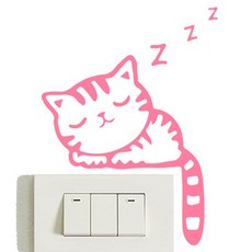 Souplace 客廳 臥室 夜光 睡覺貓咪 開關貼紙 S261-0160FR 5入, TYPE 3