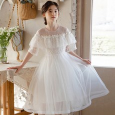 兒童Wants露肩蕾絲連身裙