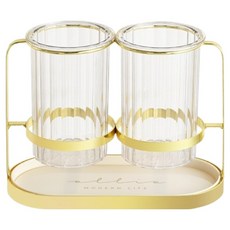 Kusso 廚房整理自動瀝水筷子餐具筒, 透明金色, 1個