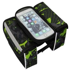 휘경일 자전거 휴대폰 거치 겸용 프레임 가방, 초록, 1개