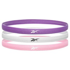 Reebok 銳步 運動髮帶3件組, 1套, 紫色, 白色, 粉紅色