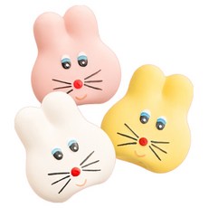 바잇미 X 무뉴 뿌꾸뿌꾸 라텍스 장난감 3종 세트, 화이트, 옐로우, 핑크, 1세트