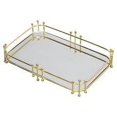 SokSokChaeum 奢華裝飾品 鐵製玄關入口託盤, 長方形 金色