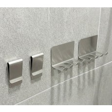 모나코올리브 치약 칫솔 벽걸이 스텐 정리 2종 세트, 실버, 2세트