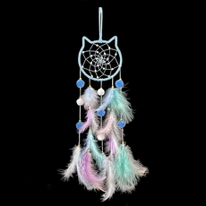 보리보뜰 DIY 깃털 드림캐쳐 고양이, 블루