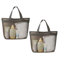 Alpha Commerce 瀝水口袋網眼沐浴包 2入, 灰色