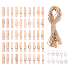 젠리브 마끈 DIY 사진 집게 벽 장식 세트, 베이지