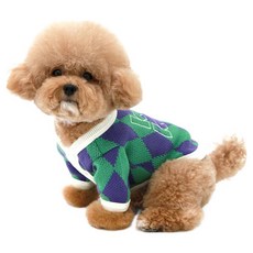 kinikini 狗狗菱格紋針織開襟衫, 紫色, 1個