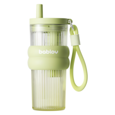 bablov 花伴森 Tritan 炫炫夏季吸管杯, 豆沙綠, 1個, 680ml