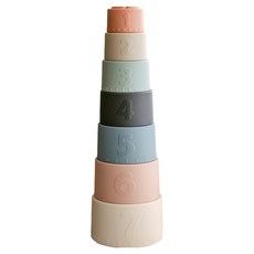 아무브 실리콘 아기 컵쌓기 장난감 스태킹컵, 파스텔, 1개