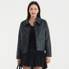 엘쏘 여성용 레더 카라 크롭 자켓